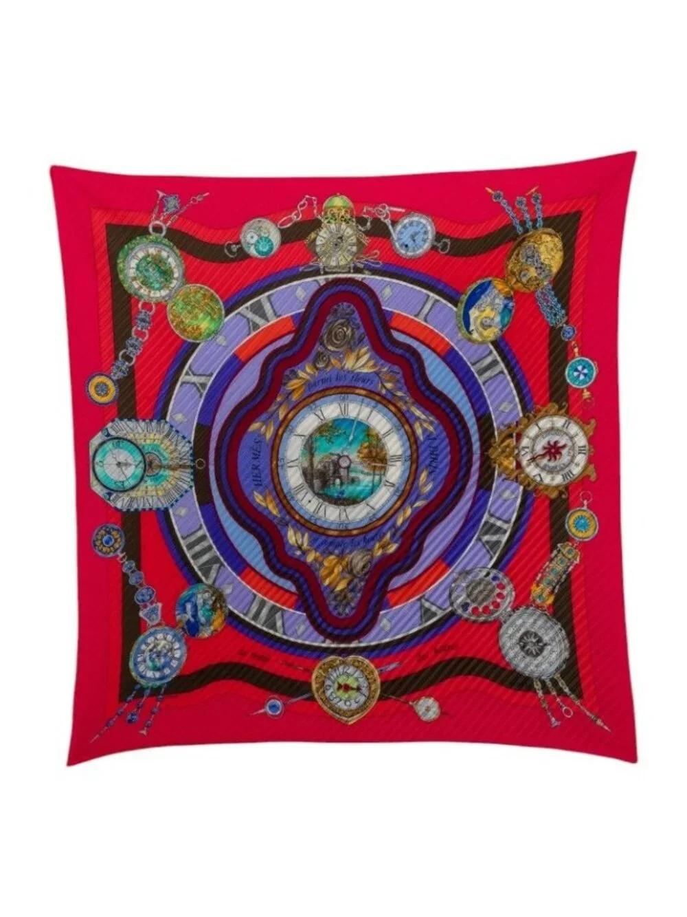 Hermes Carre 90 Pleats Parmi les Fleurs Je Compte les Heures Time Among Flowers